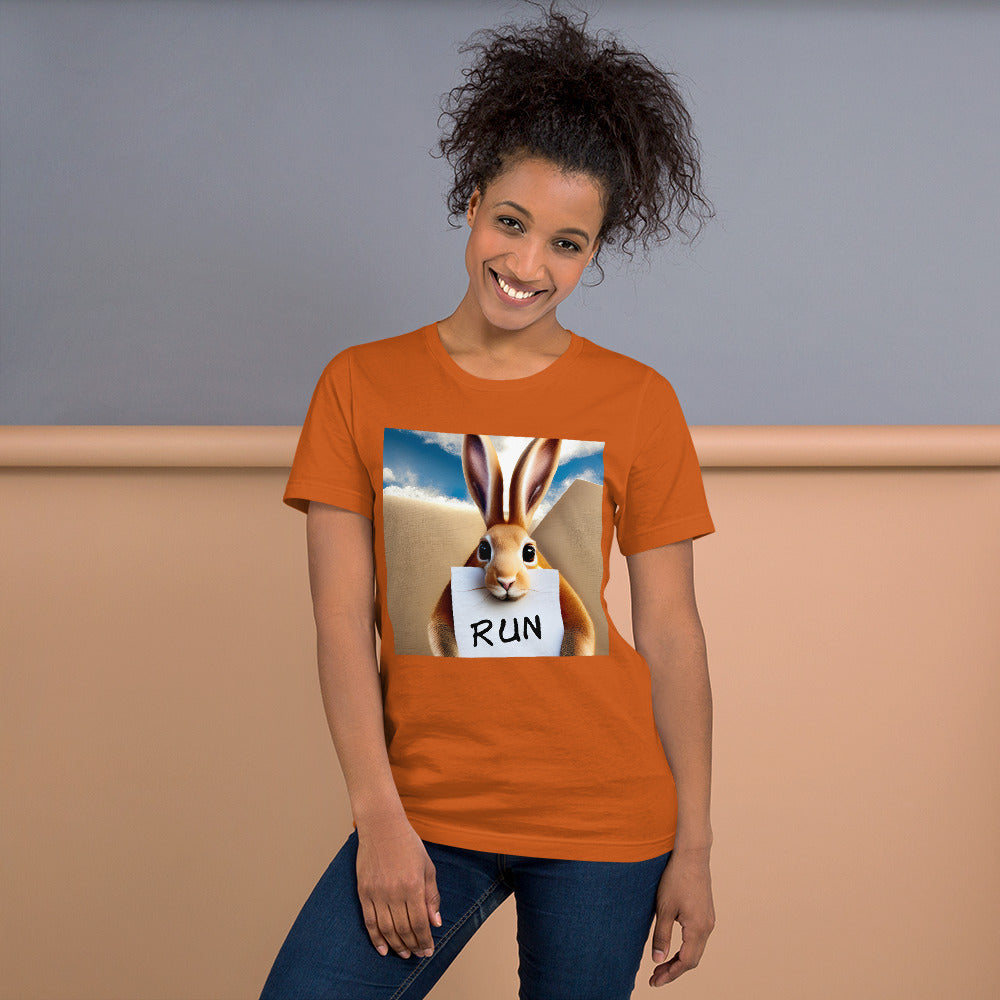 RUNishED AI Art Unisex t-shirt - RUN Rabbit