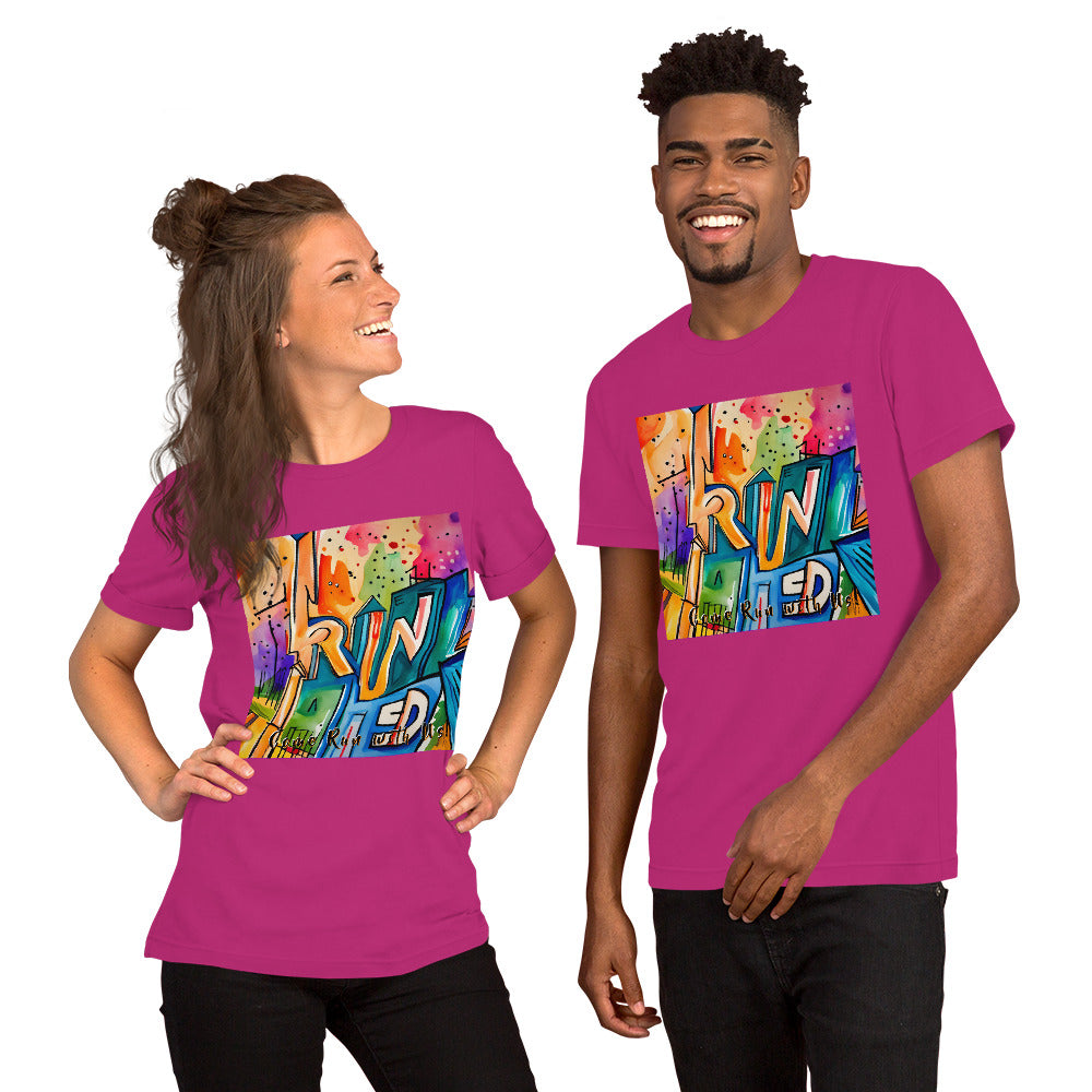 RUNishED AI Art Unisex t-shirt design 2 - Come Run With Us!