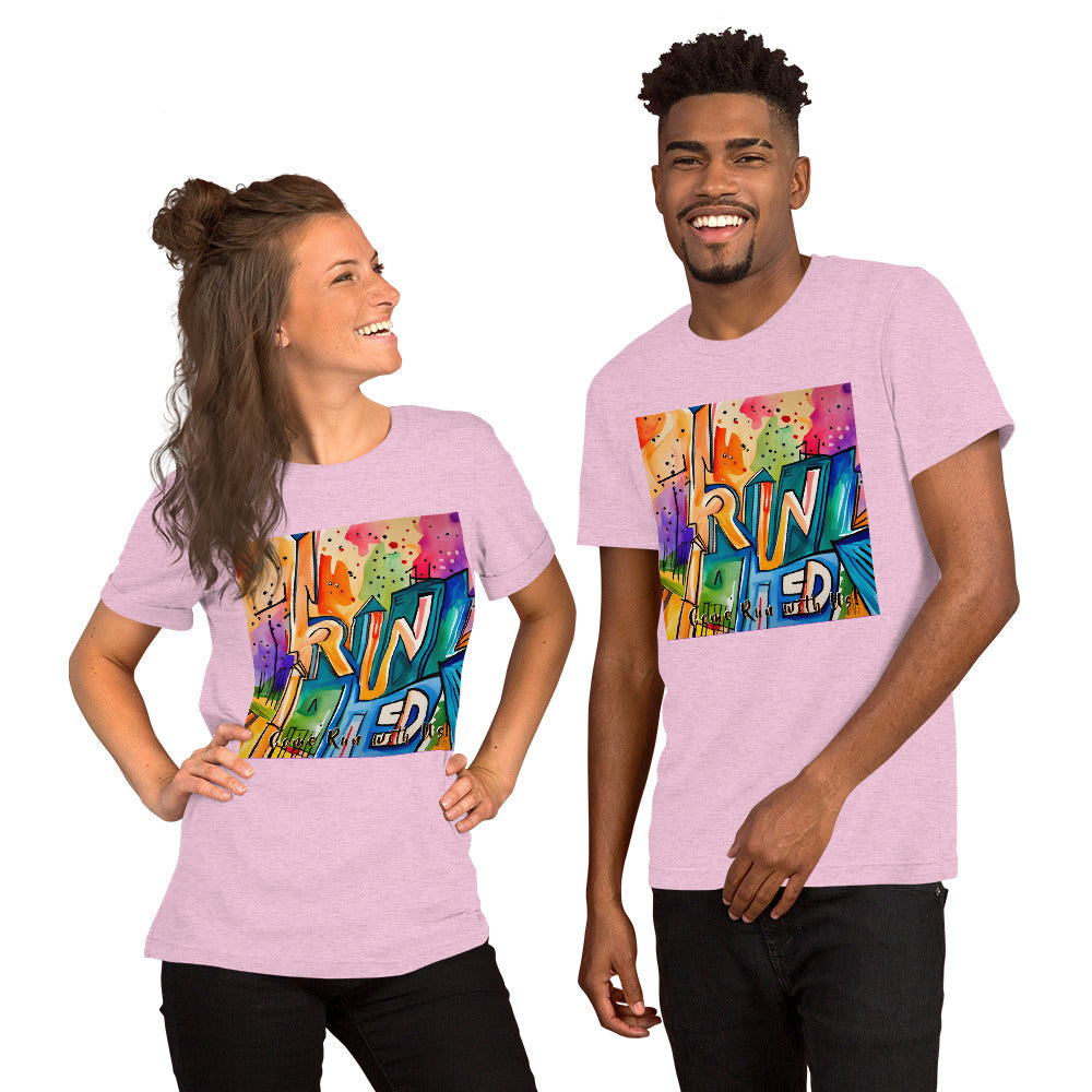 RUNishED AI Art Unisex t-shirt design 2 - Come Run With Us!