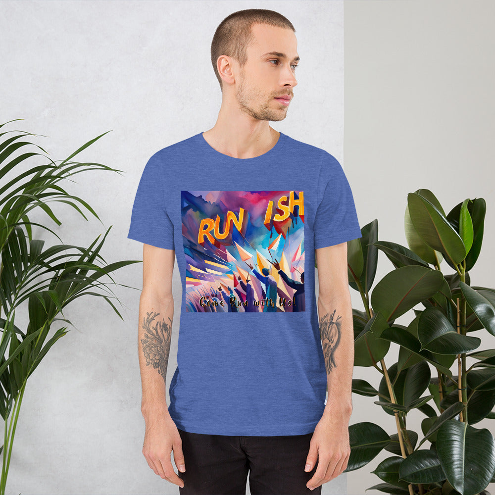 RUNishED AI Art Unisex t-shirt design 1 - Come Run With Us!