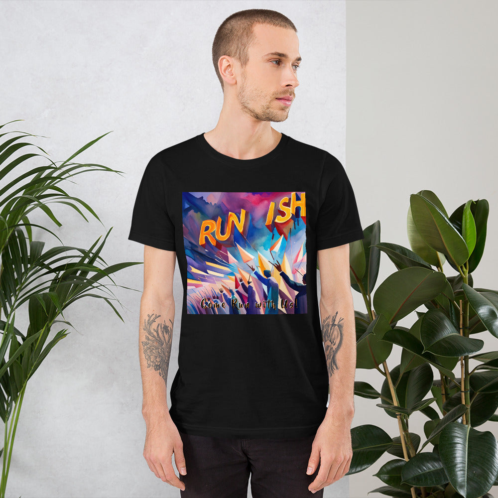 RUNishED AI Art Unisex t-shirt design 1 - Come Run With Us!