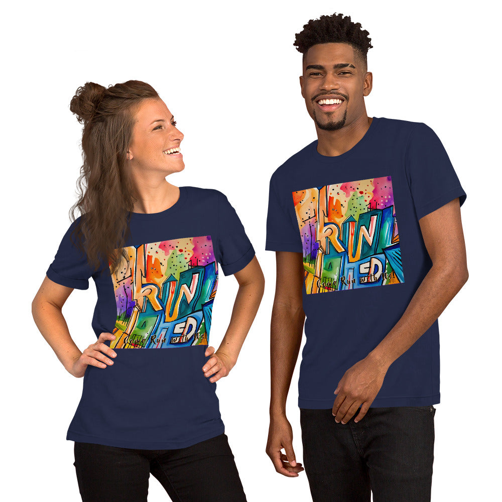 RUNishED AI Art Unisex t-shirt design 2 - Come Run With Us!